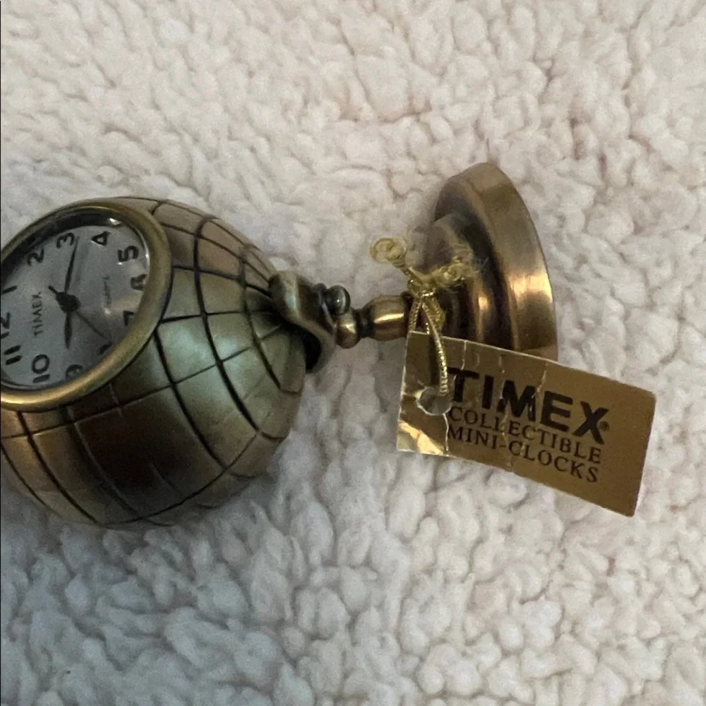 Timex Brass Globe Miniature Table Clock